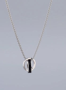 王一博同款钛钢双环相扣吊坠项链