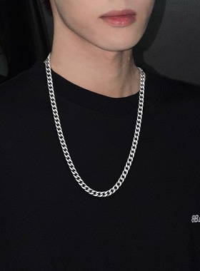潮牌百搭钛钢古巴项链男嘻哈风链子女生款高街锁骨hiphop男士配饰