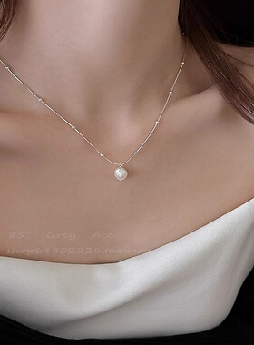 极简风巴洛克珍珠吊坠项链女气质