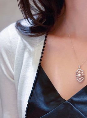 宫廷花园 M家仿日本akoya海水珍珠吊坠项链日韩圆形时尚个性