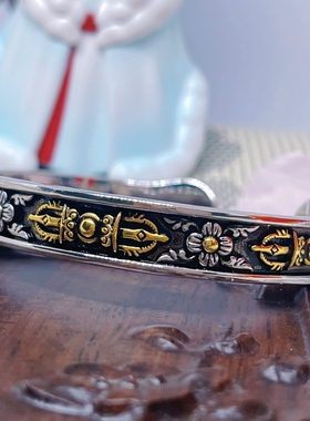 国家非遗古法手工錾刻铁翦金工艺陨铁藏传金刚手镯男女通款