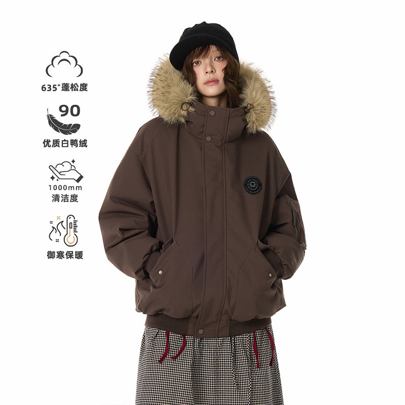 GOLFCROSS毛领轻薄羽绒服男女款冬季2026新款工装派克服外套加厚,淘宝优惠券,粉丝福利购,淘宝优惠卷