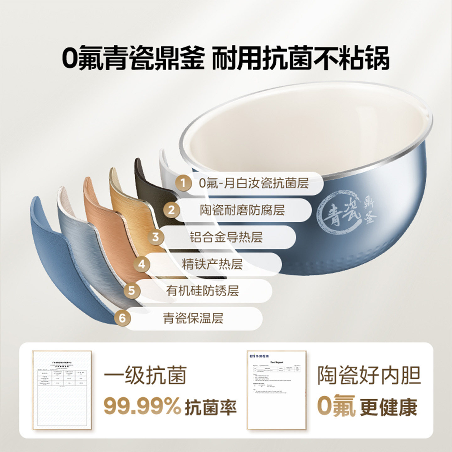 美的花瓣IH电饭煲家用4L青瓷鼎釜内胆2-8人智能预约多功能HS4033 - 图2