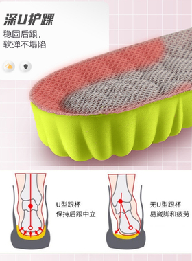 曼多冬日男士女款隐形内增高鞋垫除臭不累脚吸汗防臭运动减震气垫