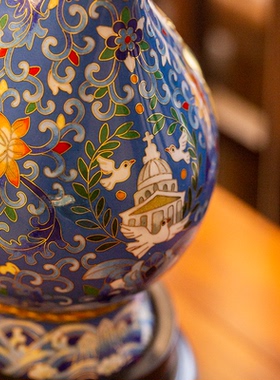 中外珐琅美术馆景泰蓝一路锦绣舞马壶摆件手工艺品高档节日礼物