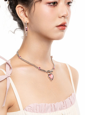 KEYLEE爱心锁琉璃OT扣choker项链