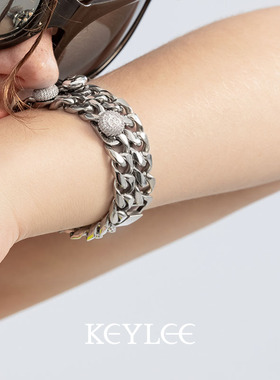 KEYLEE连淮伟同款｜精致中性情侣简约钛钢古巴手链百搭男女送礼物