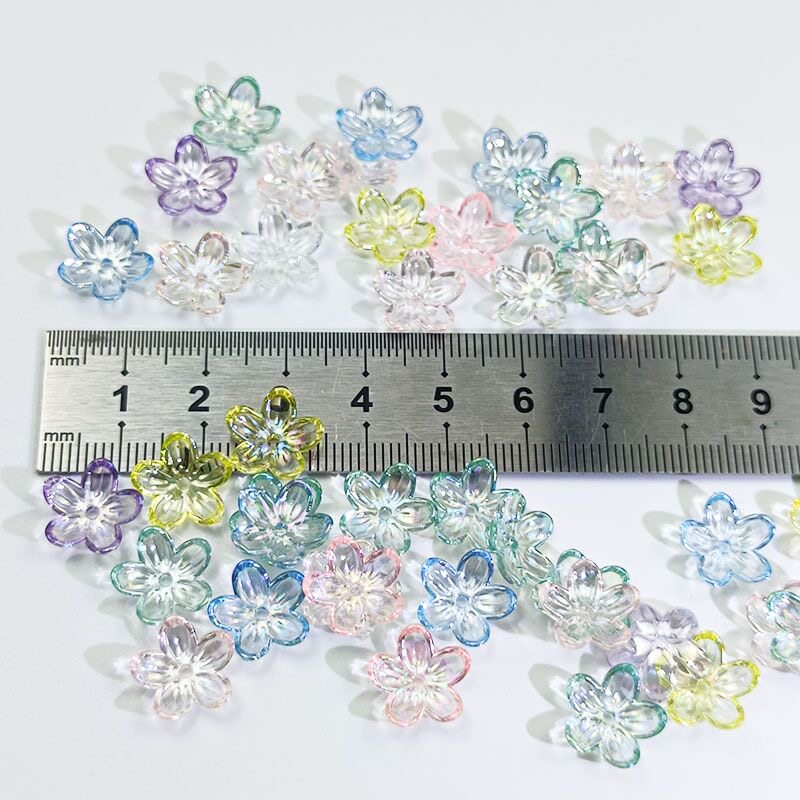 12mm亚克力透明镀AB彩五瓣花花托手工diy花瓣饰品配件材料