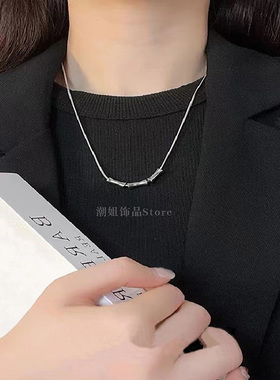 竹节钛钢吊坠项链男生小众高级感