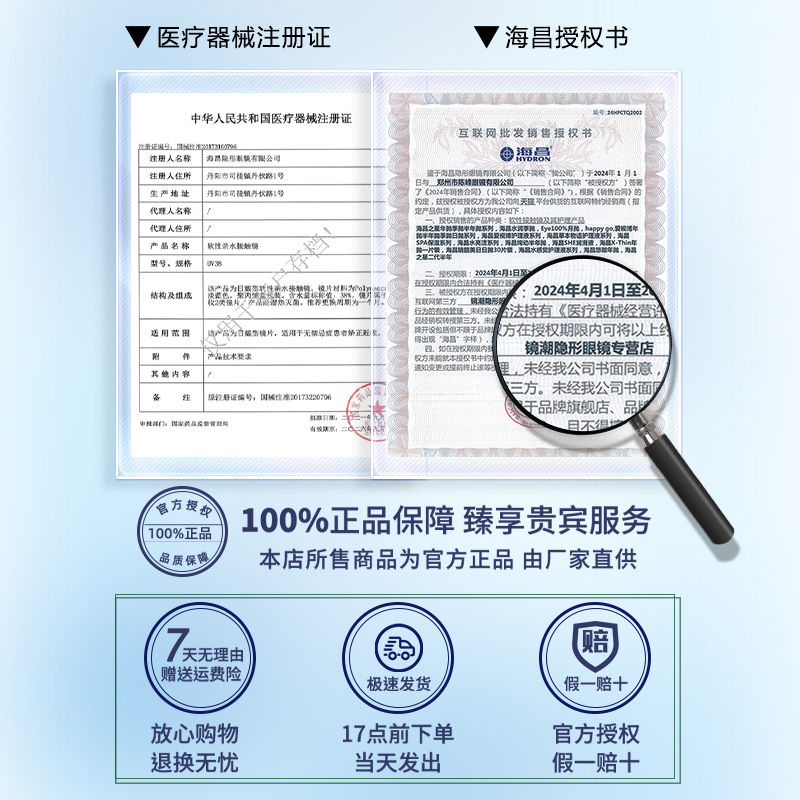 海昌眼镜隐形月抛爱视博2片装旅游近视水润透明片官网正品非美瞳-图2