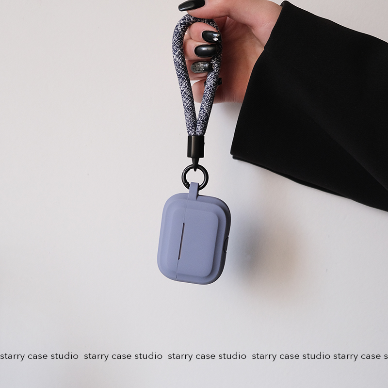 starry原创灰与灰蓝耳机壳适用于苹果AirPods2/3/4代pro3代硅胶全包保护壳纯色系瓦楞连体磨砂软壳薄雾灰简约 - 图2