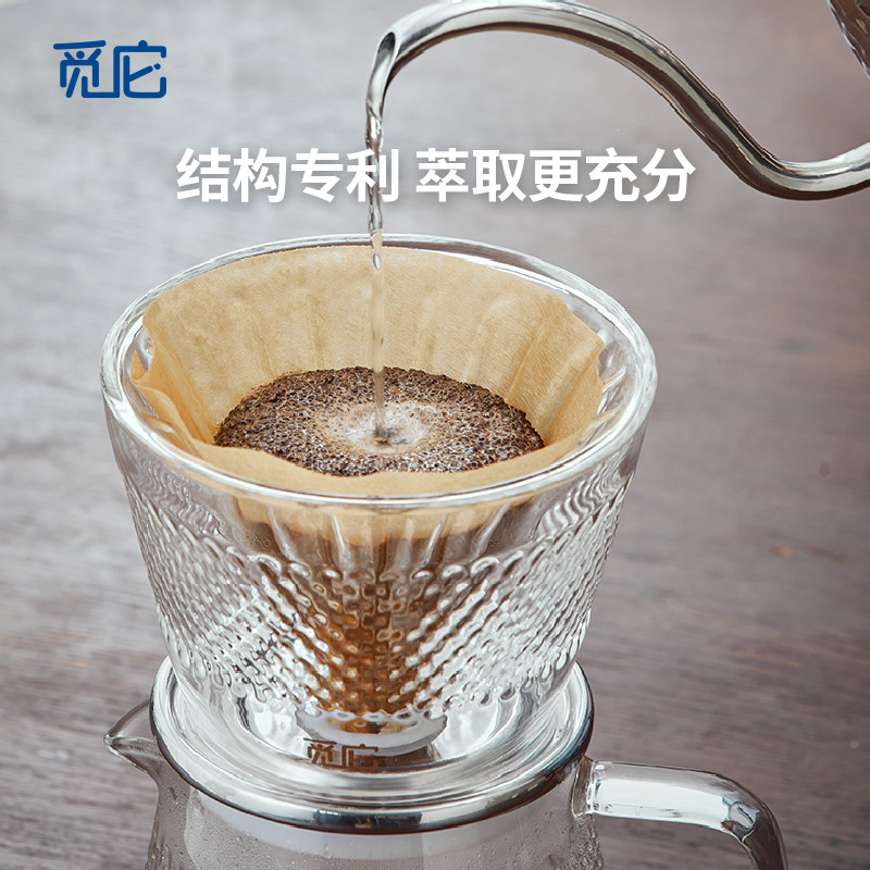 觅它咖啡手冲滤杯V60滴漏式家用锥形双层玻璃保温滤杯分享壶套装