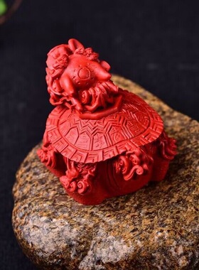 红色龙纹手工雕刻招财摆件