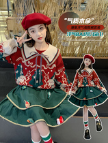 Christmas Costume Children Girl Autumn Winter Sweater Stitch Cardiovert 2023 New Girl Autumn Winter Ocean Christmas Dresses