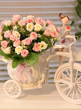 卧室办公插花篮自行车三轮车收纳篮 装饰插花篮子 工艺品摆件篮