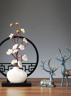 新中式风格电视柜小鹿摆件中国风禅意客厅酒柜茶几玄关家居装饰品