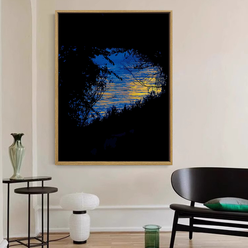 落日大海上猫咪风景DIY数字油画手工绘填充涂色丙烯油彩装饰挂画