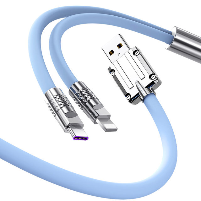 Fast charging thickened zinc alloy data cable two-in-one