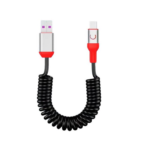 5A super fast charging TypeC car motorcycle spring cable