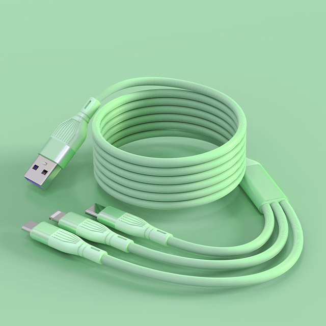 Data cable three-in-one 5a fast charging 3-meter USB extension cable