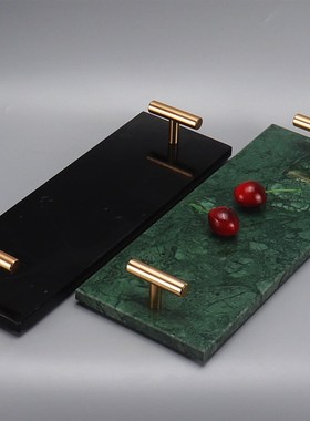 北欧风大理石托盘茶盘蛋糕盘首饰化妆品收纳盘蛋糕浴室托盘