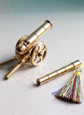 意大利黄铜大炮玩具模型发射放鞭神器可放炮金属模型饰品驱邪摆件