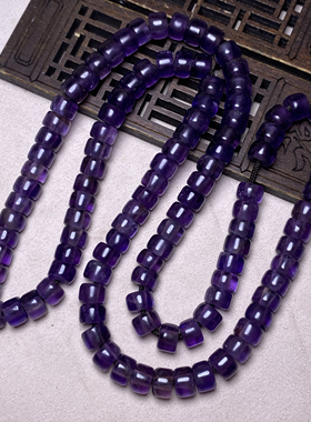 天然老紫水晶药片直切老型珠盘珠手链108diy手串饰品散珠桶珠配件