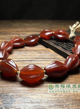 天然老珠子桶珠散珠瓜棱形老玛瑙手链配珠风化瓜珠佛珠多宝配饰