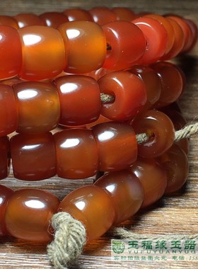 天然西亚油光老红玛瑙桶珠108颗佛珠念珠手链项链手串配饰老珠子