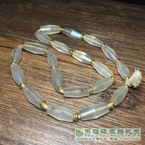 Ancient Playing Collection Antique Liao Golden Old Manau Multi Faceted Octagonal Beads White Jade Medullary Bracelet Buddhist Pearl Handstring Old-Pearl Strings