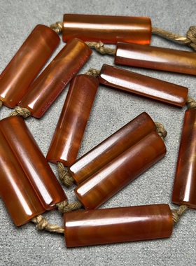 玛瑙项链配饰老玛瑙四棱管珠扁勒子桶珠吊坠西玛红扁管珠手链配珠