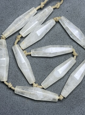 尼泊尔老水晶多棱老白水晶项链吊坠高古水晶老珠子六棱大孔珠配饰
