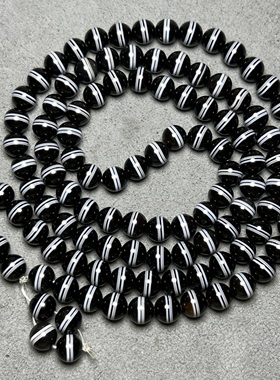 天然原色药师珠玛瑙黑色一线8mm多圈手串 饰品多圈手链项链毛衣链