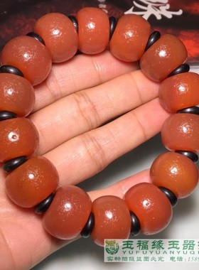 手链高古风化西亚大孔珠柿子红