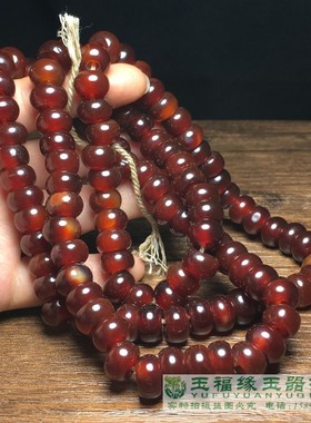 108酒红老玛瑙佛珠念珠手串玉髓