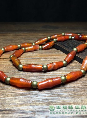 西亚红色玛瑙竹节仿古