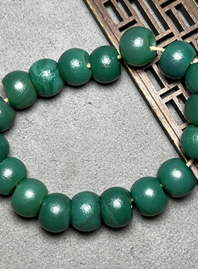 橘皮纹老玛瑙天然老绿玛瑙大孔老型算盘珠项链珠佛珠念珠手持配饰