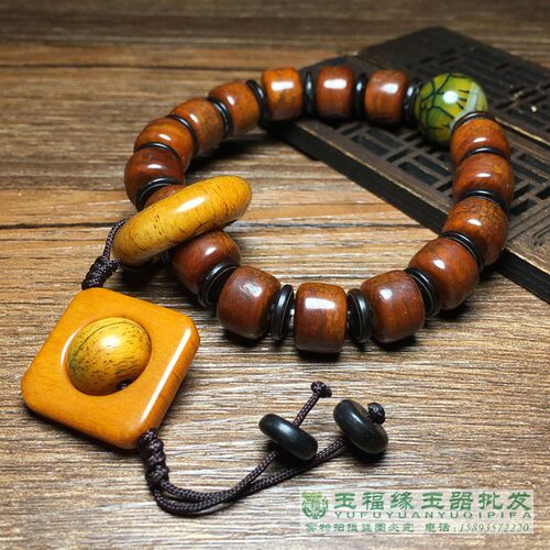文玩真品天然西藏牦牛骨时来运转手串手链配天珠加牛骨跑环 - 图3