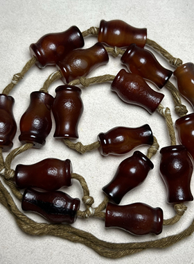 古玩老珠子辽金老酒红玛瑙直圆长管珠吊坠勒子项链花瓶勒子配饰串