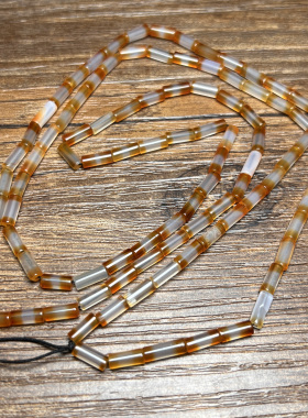 尼泊尔油光老玛瑙渐变色管珠项链老珠细管子手串配珠散珠手链长串