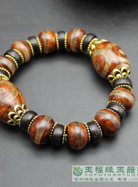 复古西藏老天珠原石女蚕丝玛瑙