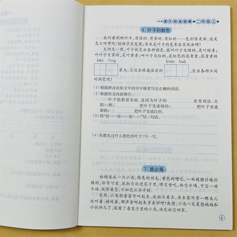 2年级上下册课外阅读理解练习册小学语文阅读短文能力提升写作填空测试题老师推荐辅导资料上下册通用小学生二年级上册专项练习册