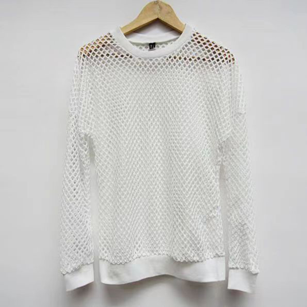 网眼透视长袖夜店T恤Mesh sheer long-sleeved nightclub T-shirt - 图3