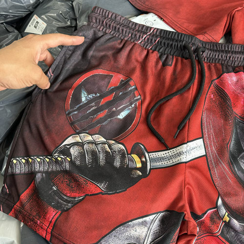 出口订单 死仕小贱贱Deadpoo周边夏季短裤男双层网眼速干透气街头 - 图3