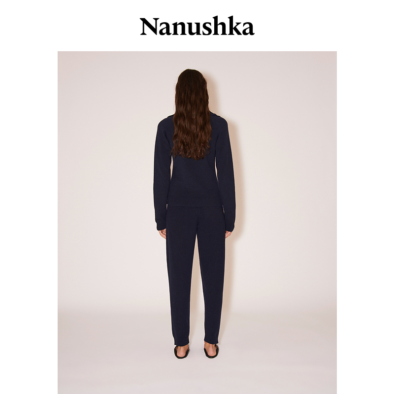 【经典款】NANUSHKA女士 YLIA休闲海军蓝抽绳针织羊毛运动裤-图2