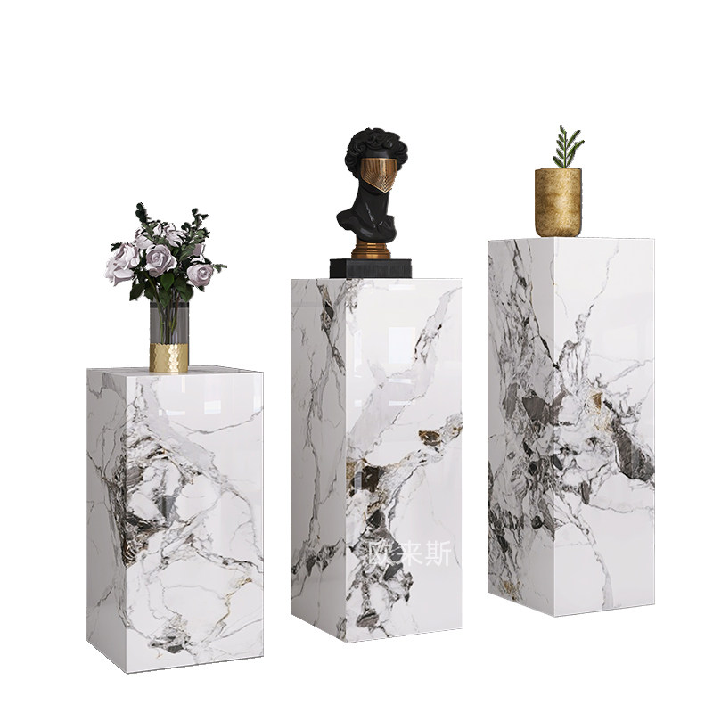大理石摆件底座装饰轻奢高级感2025新款展台花架摆台客厅落地摆件,淘宝优惠券,粉丝福利购,淘宝优惠卷