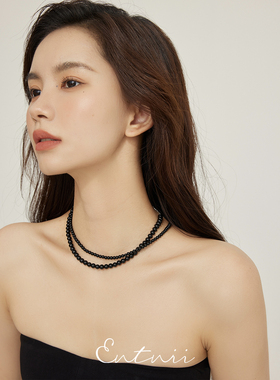 小众设计感黑玛瑙串珠项链