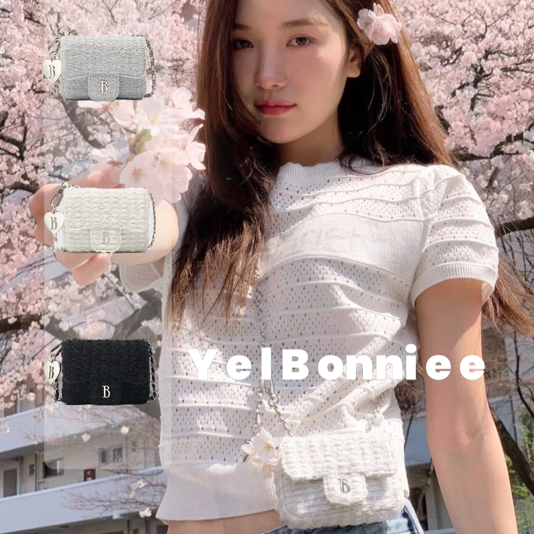 野啵妮 Barnnet八奶小香风链条卡包韩国小众爱心斜挎包迷你小方包,淘宝优惠券,粉丝福利购,淘宝优惠卷