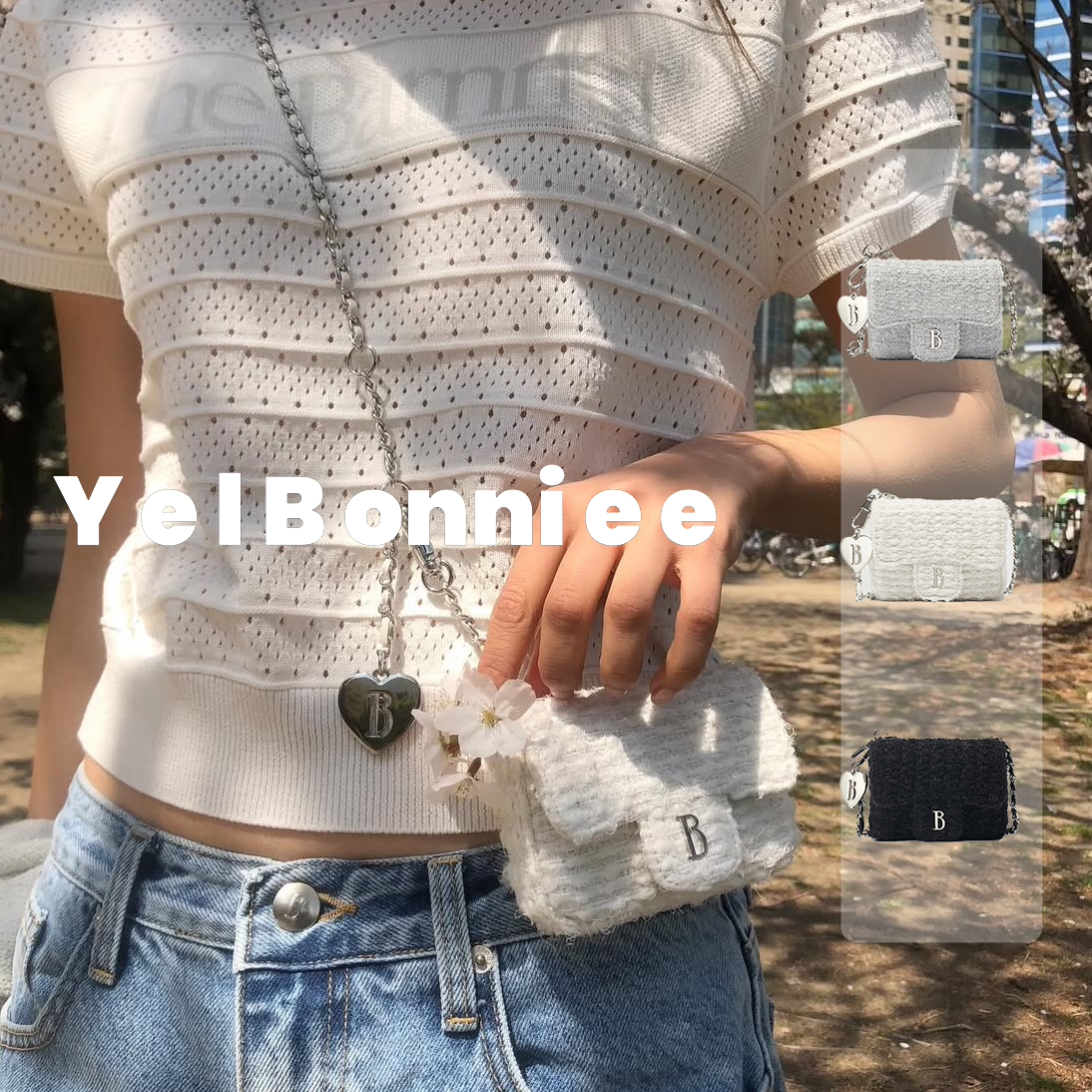 野啵妮 Barnnet八奶小香风链条卡包韩国小众爱心斜挎包迷你小方包,淘宝优惠券,粉丝福利购,淘宝优惠卷