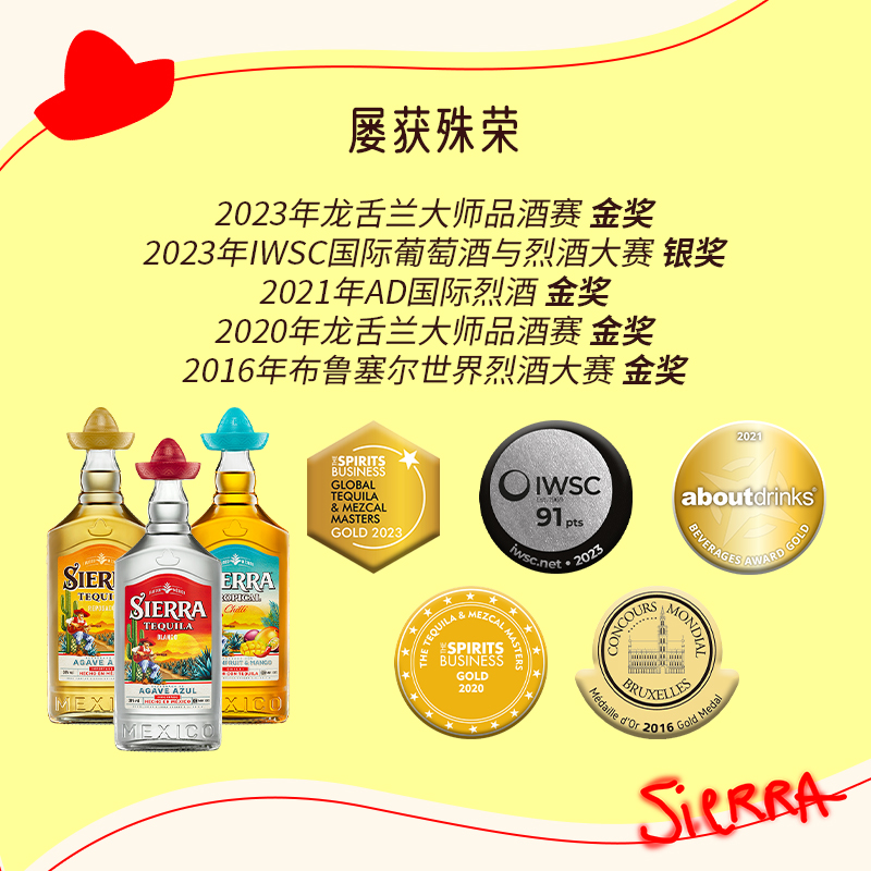 Sierra龙舌兰热辣洋酒年货送礼组合装700ml*2